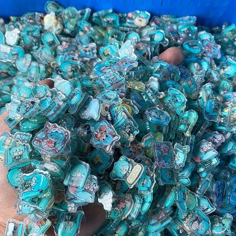 120pcs Anime Hatsune Miku Acrylic Pendant Keychain & Patch Set - Kawaii DIY Accessories