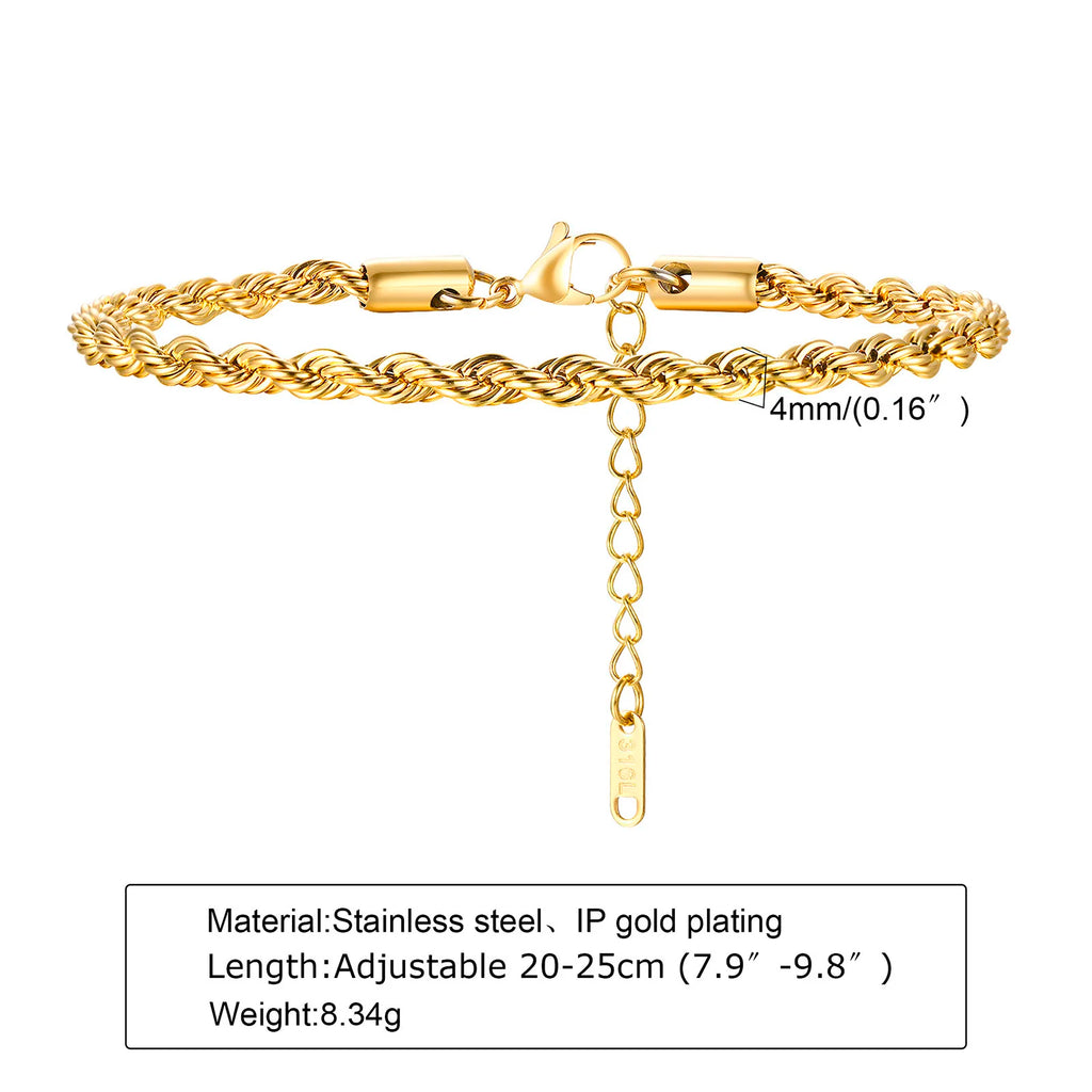 Men's Gold Color Chain Bracelet Hip Hop Stainless Steel Chunky Wristband Jewelry Gift for Him