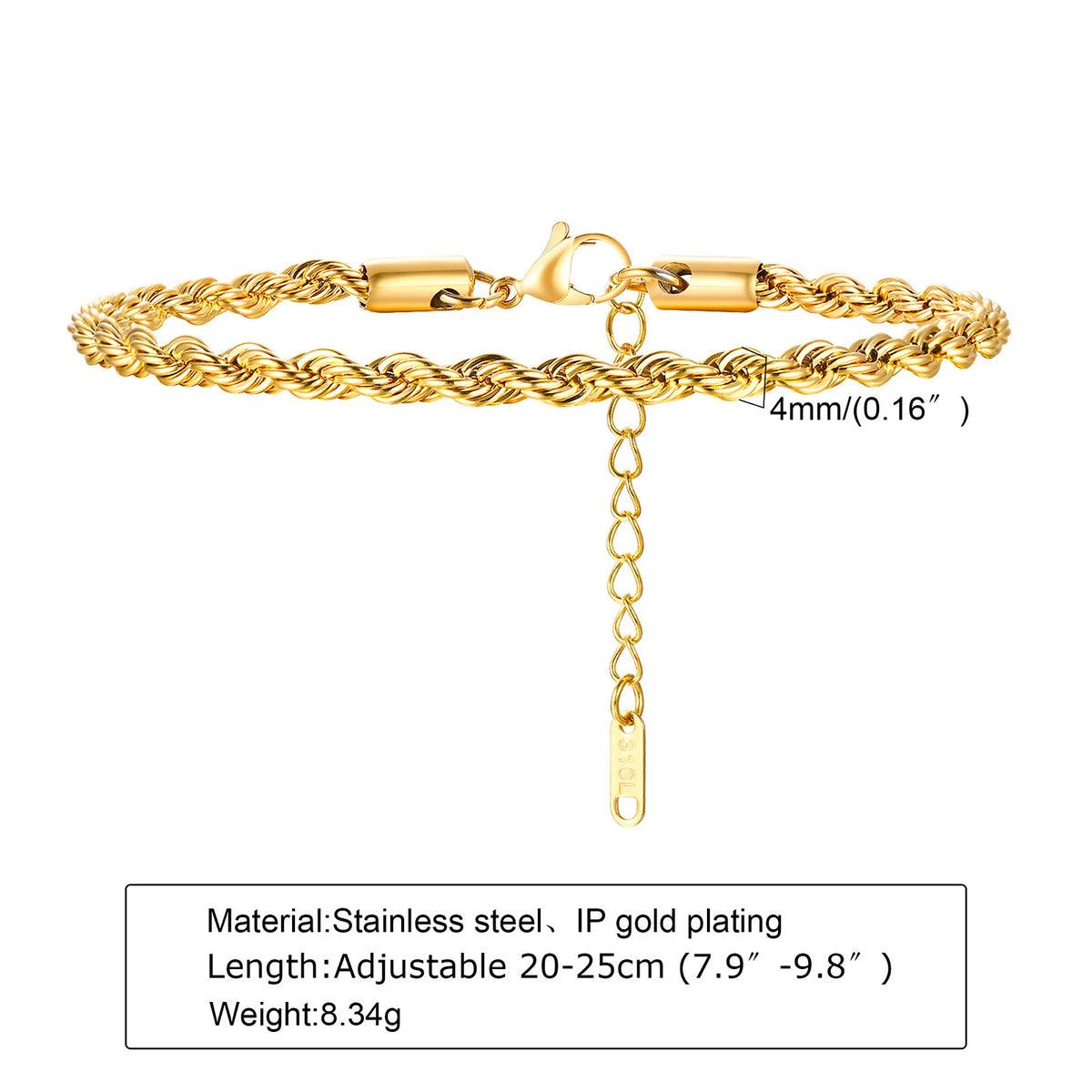 Men's Gold Color Chain Bracelet Hip Hop Stainless Steel Chunky Wristband Jewelry Gift for Him