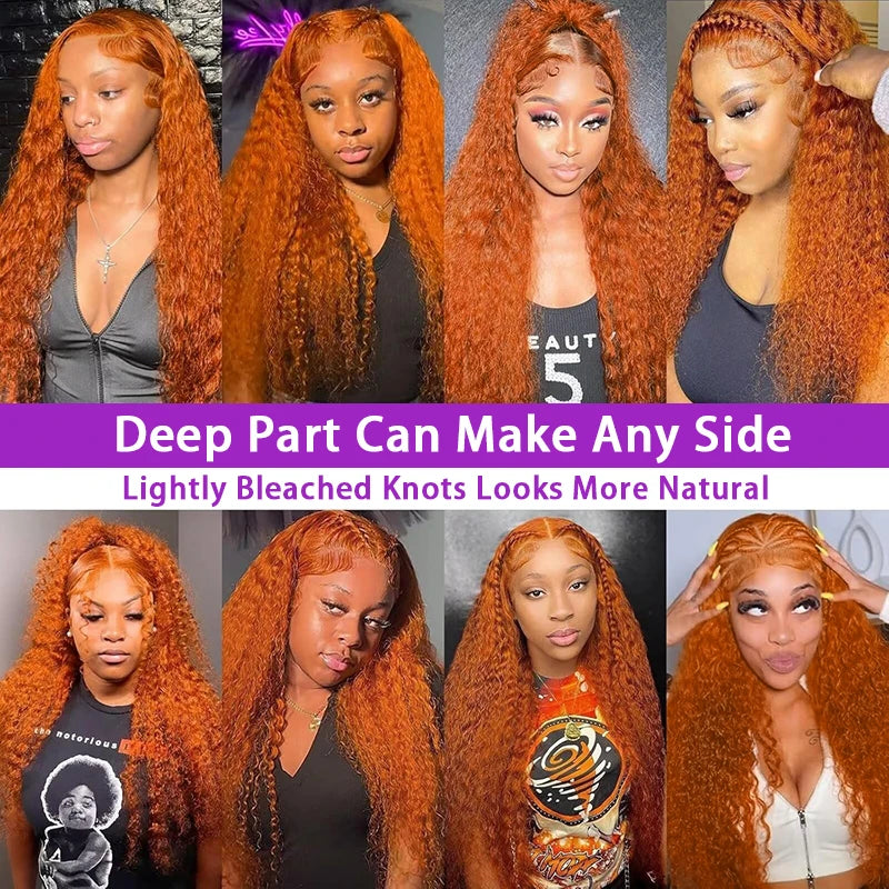 Water Wave & Curly Human Hair Wigs with Lace Front, 30-38 Inch, Multiple Colors & Densities