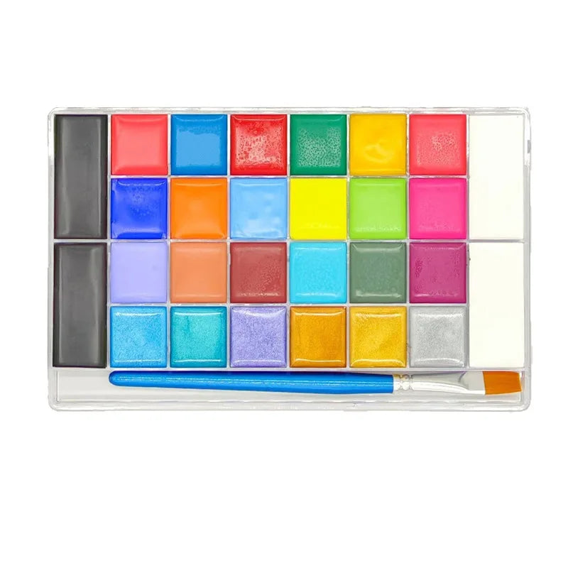12-Color Fluorescent Halloween Face Paint Set for Children & Theatrical Use