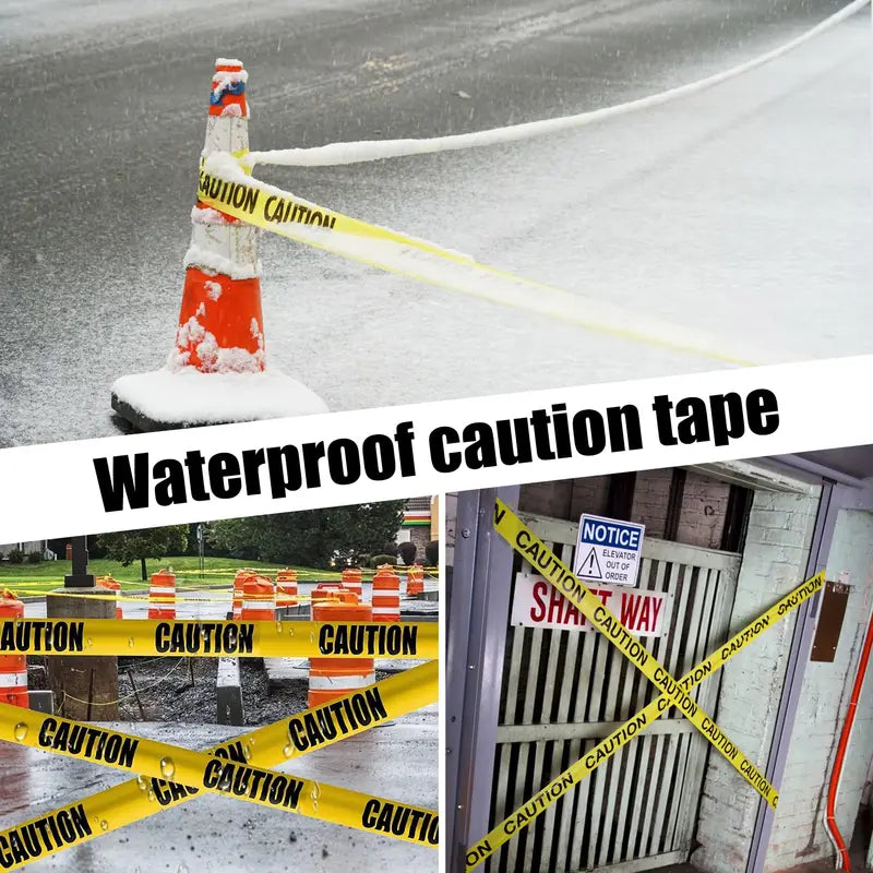 20m Caution Hazard Tape Black Yellow Waterproof Non-Adhesive Safety Warning Barricade