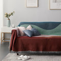 Boho Abstract Wave Woven Throw Blanket - Color Block Fringed Sofa Cover & Tapestry