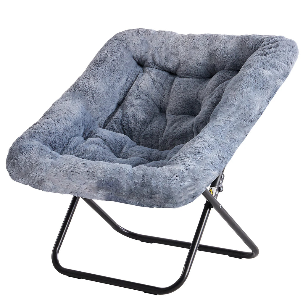 28-Inch Faux Fur Lounge Chair - Oversized Folding Reading & Living Room Seat