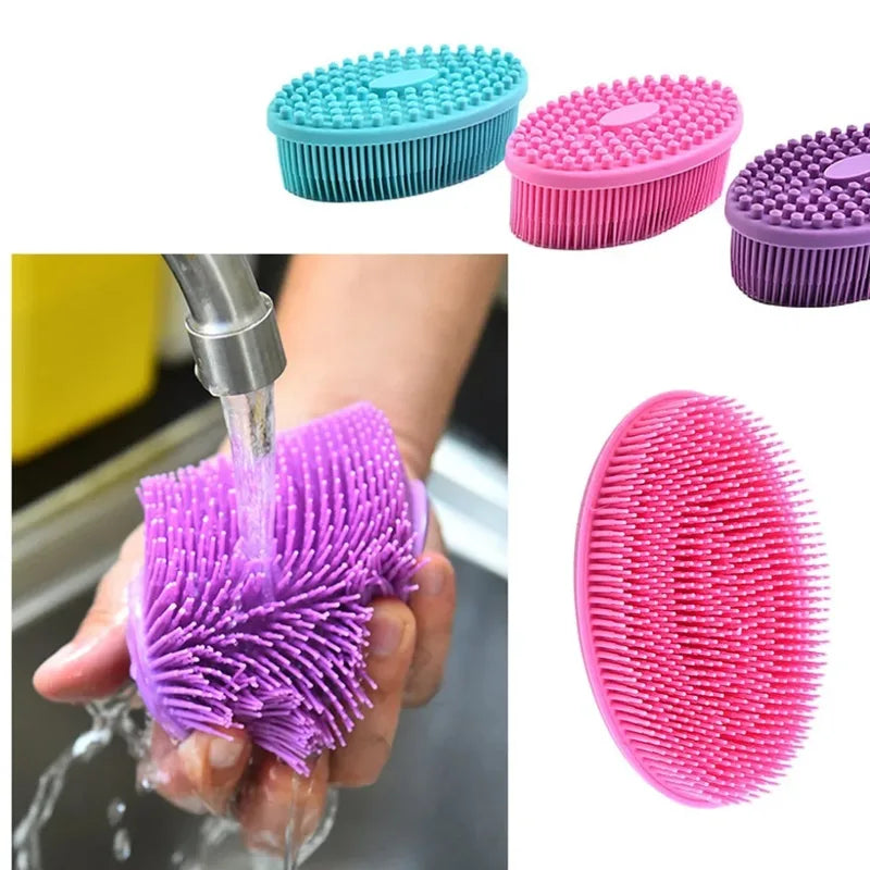 Silicone Baby Bath Brush with Gentle Massage & Exfoliating Sponge - Multi Scent Variants