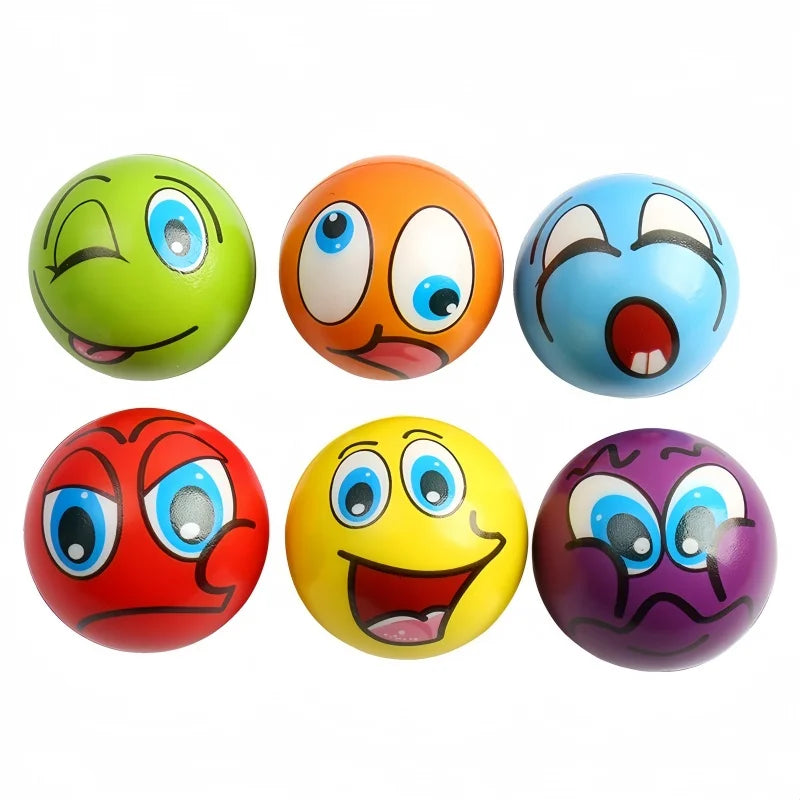 12-Pack Soft Stress Balls - Funny Expression PU Foam Squeeze Toys for Wrist Exercise and Anxiety Relief