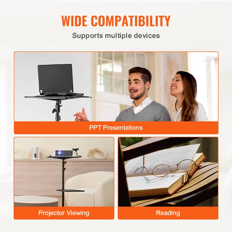 Portable Adjustable Projector Tripod Stand with Tray & Phone Holder