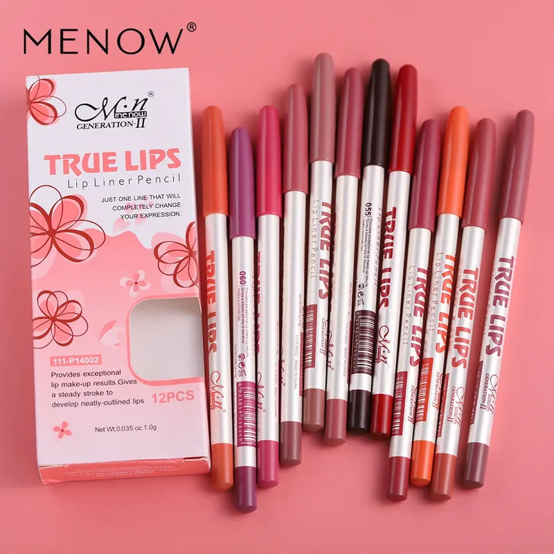 12-Color Matte Lip Liner Set Waterproof Long Lasting Pencil for Makeup & Tattoo