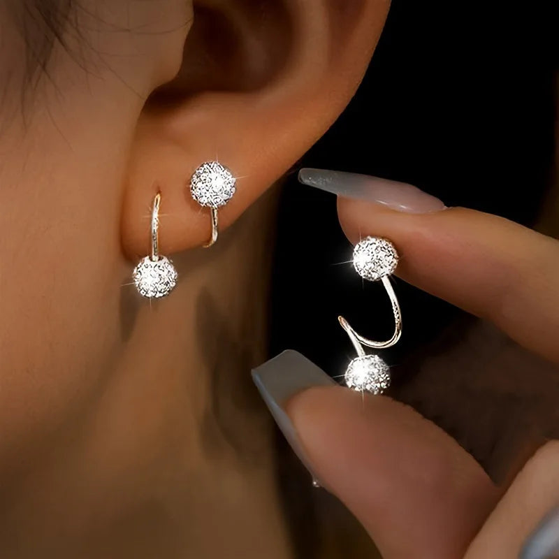 Minimalist Women's Spherical Earrings with Spiral Design - Daily Jewelry