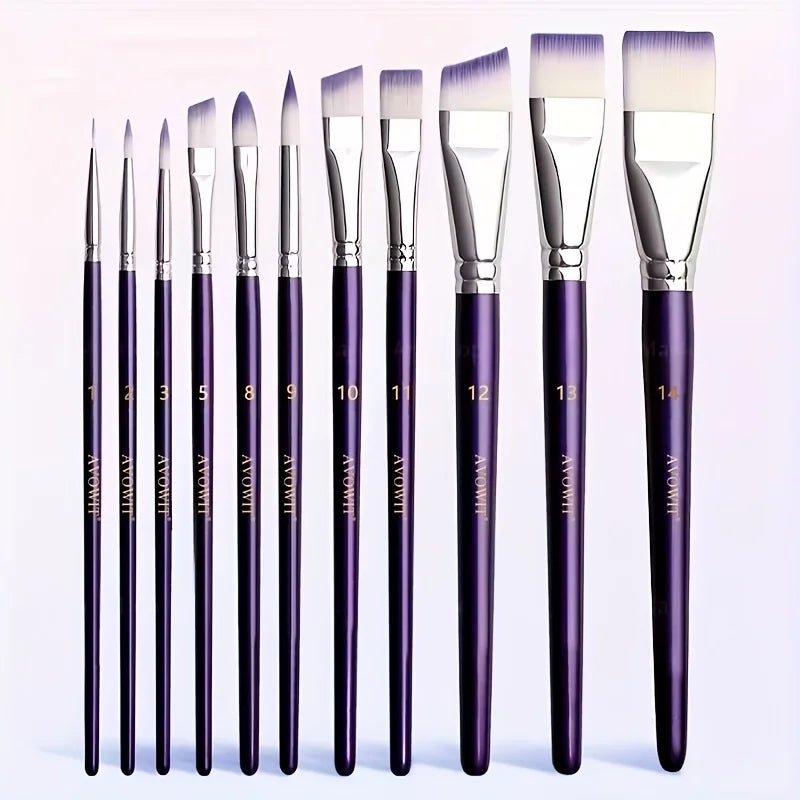 Professional Painting Brush Set - Wide Delicate Makeup & Art Brushes, 7-11 Pieces