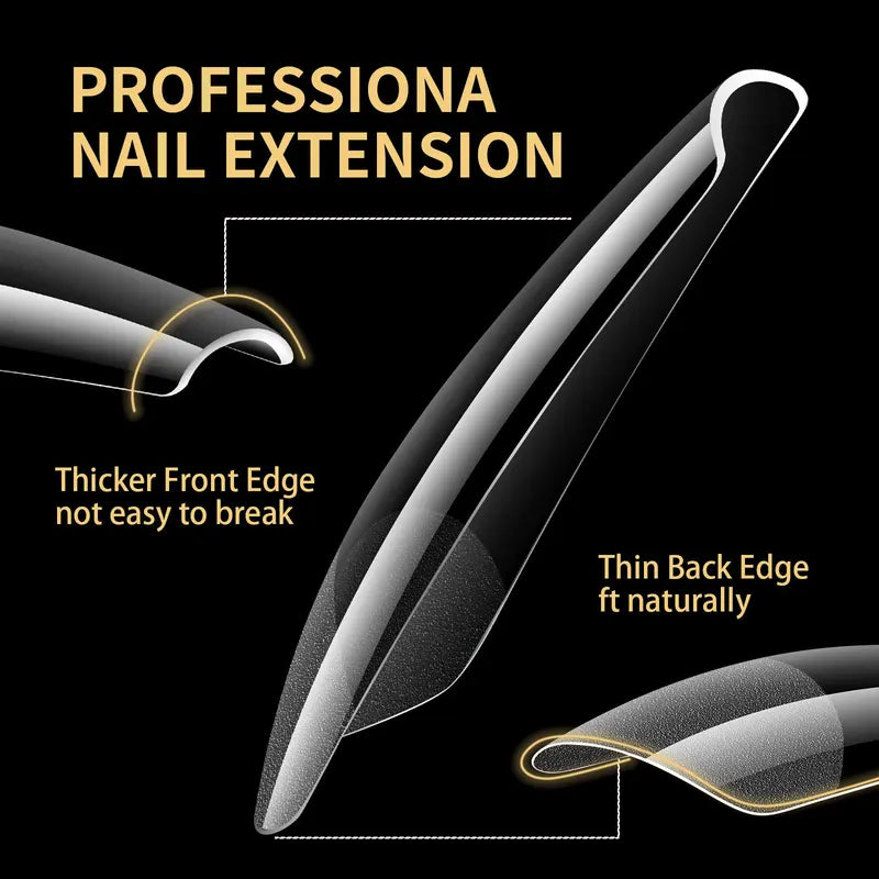 Soft Gel Fake Nail Tips 480pcs Almond Square Coffin French Half Frosted Press-On Nails