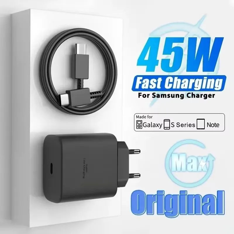 PD 45W USB-C Fast Charger with 2m Quick Charging Cable for Samsung Galaxy