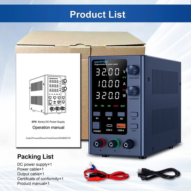 Wanptek Adjustable DC Power Supply 30V 5A/10A Lab Bench Voltage Regulator