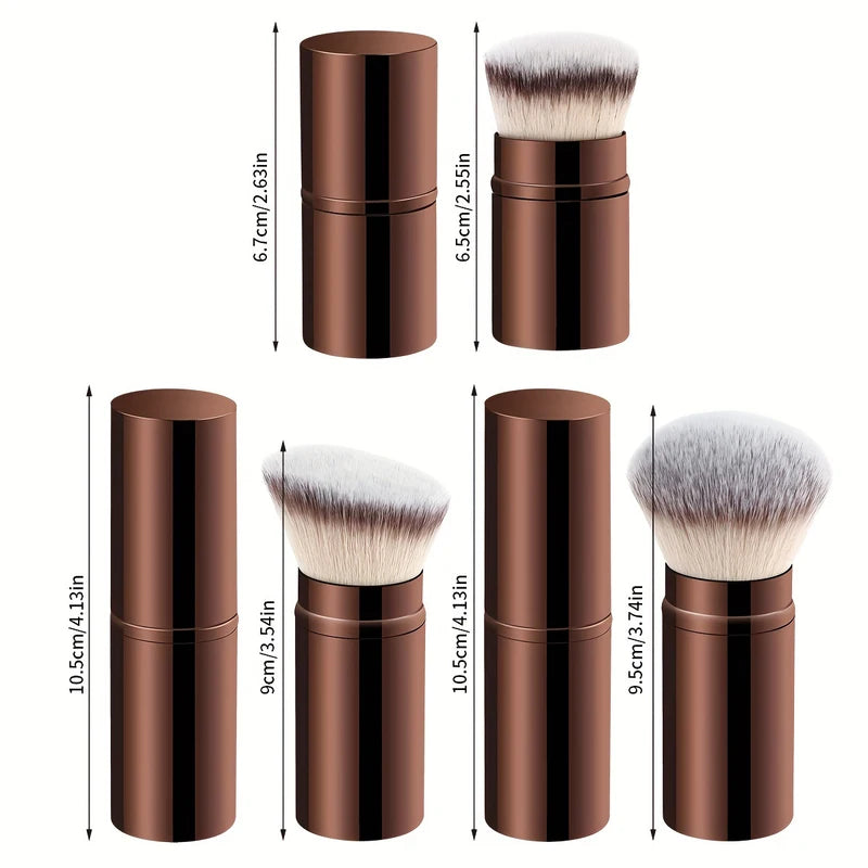 Extendable Makeup Brushes Set - 3pcs Synthetic Face Brush Kit for Liquid Cosmetics