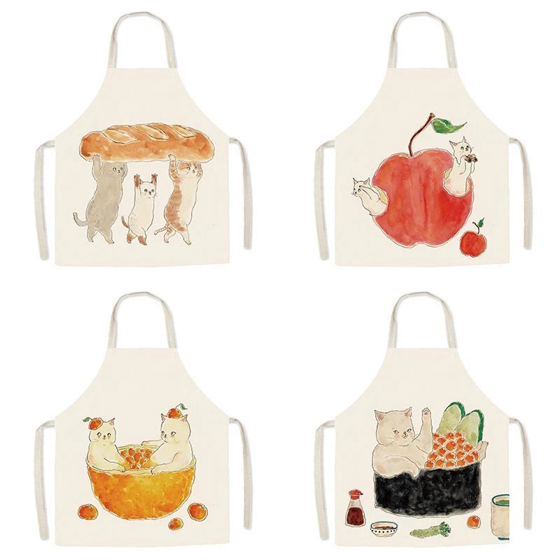 Children and Adult Kitchen Aprons Set - European Style Pastoral Design