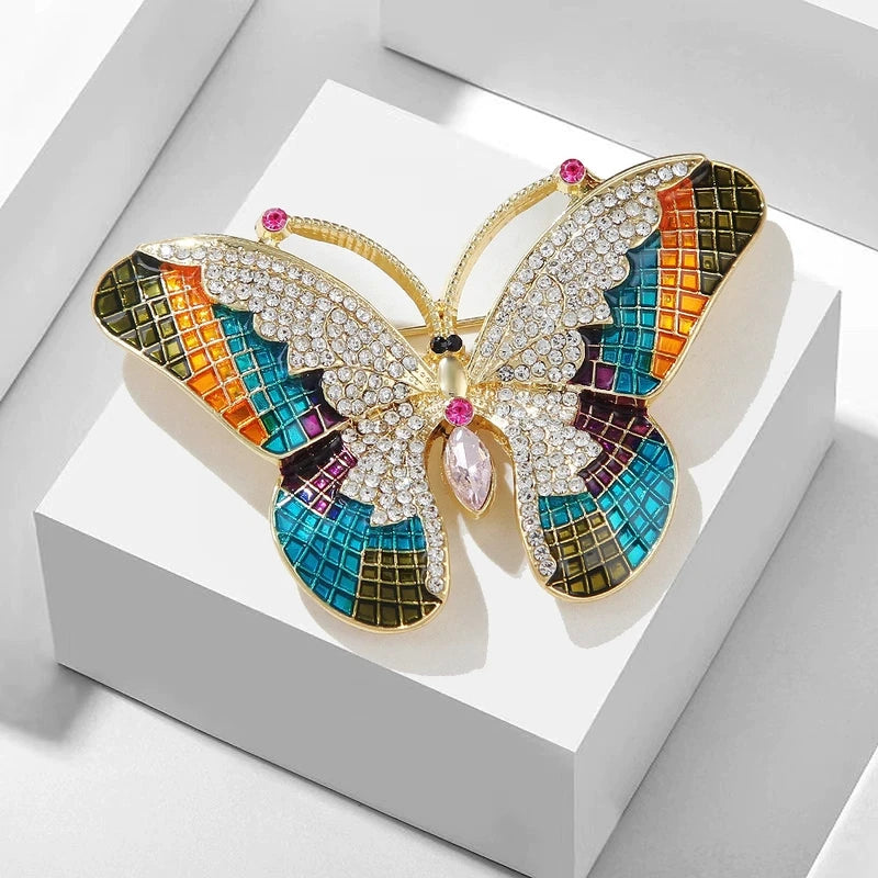 Colorful Rhinestone Butterfly Brooch for Women Casual Party Office Jewelry