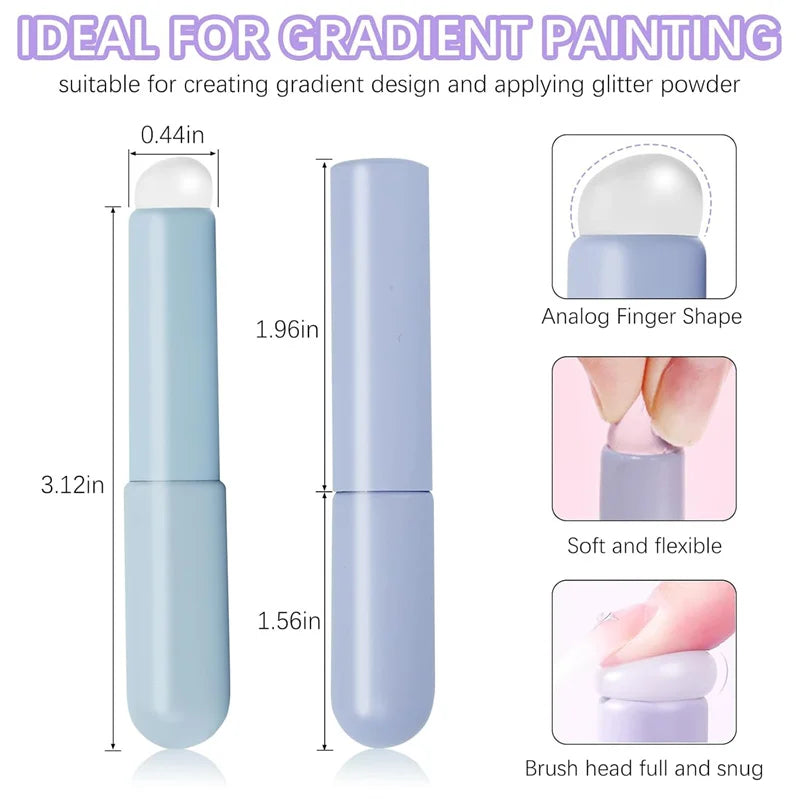 2pcs Silicone Nail Art Brushes for Gradient & Ombre Nail Designs