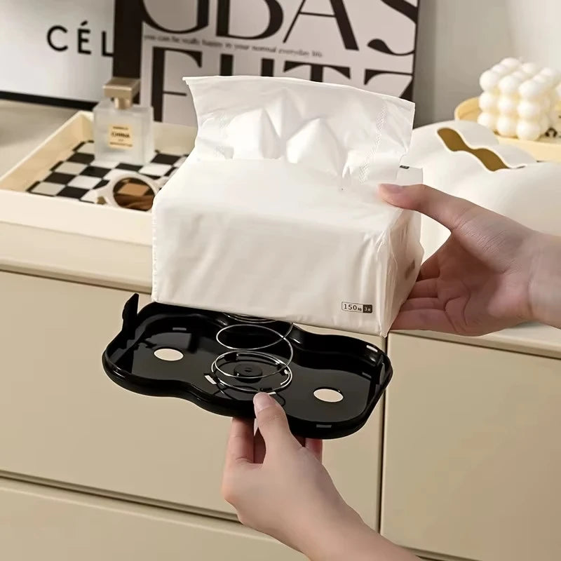 Wall-Mounted Tissue Box Holder with Removable Napkin Dispenser - Cream