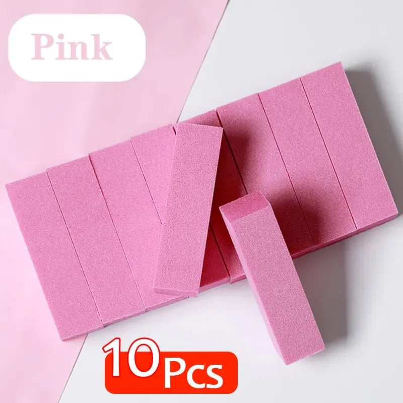 Pink Nail Buffer Blocks 10-Piece Manicure Pedicure File Set for Sensitive Nails