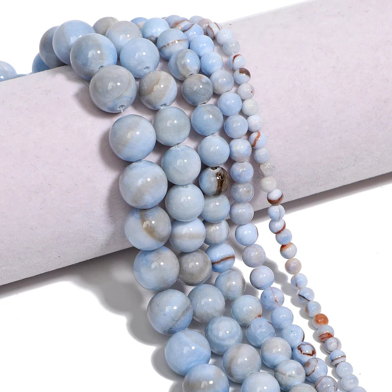 Natural Blue Persian Jade Beads for Jewelry Making DIY Charms & Bracelets - Multiple Sizes