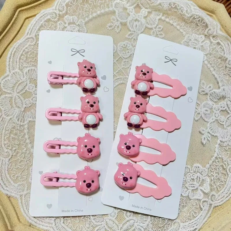 Cute Loopy Beaver Hair Clips Set for Girls - Cartoon Hair Accessories, Side BB Clips, Duckbill Barrettes