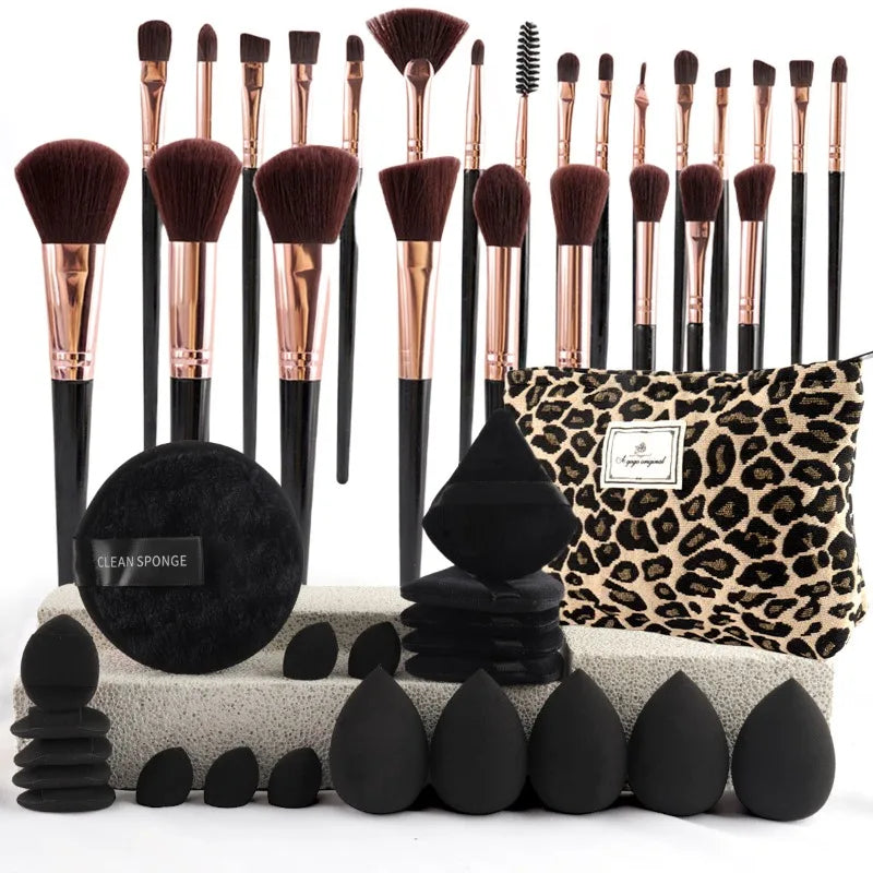 Professional Makeup Brushes Set for Face Eyeshadow Highlighter Blush Concealer Powder with Sponges