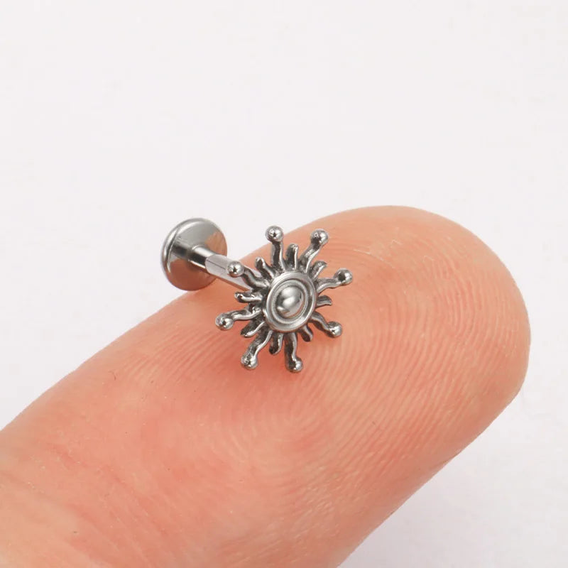 Titanium Cartilage & Lip Ring Set with Color Variants and Main Stone Options