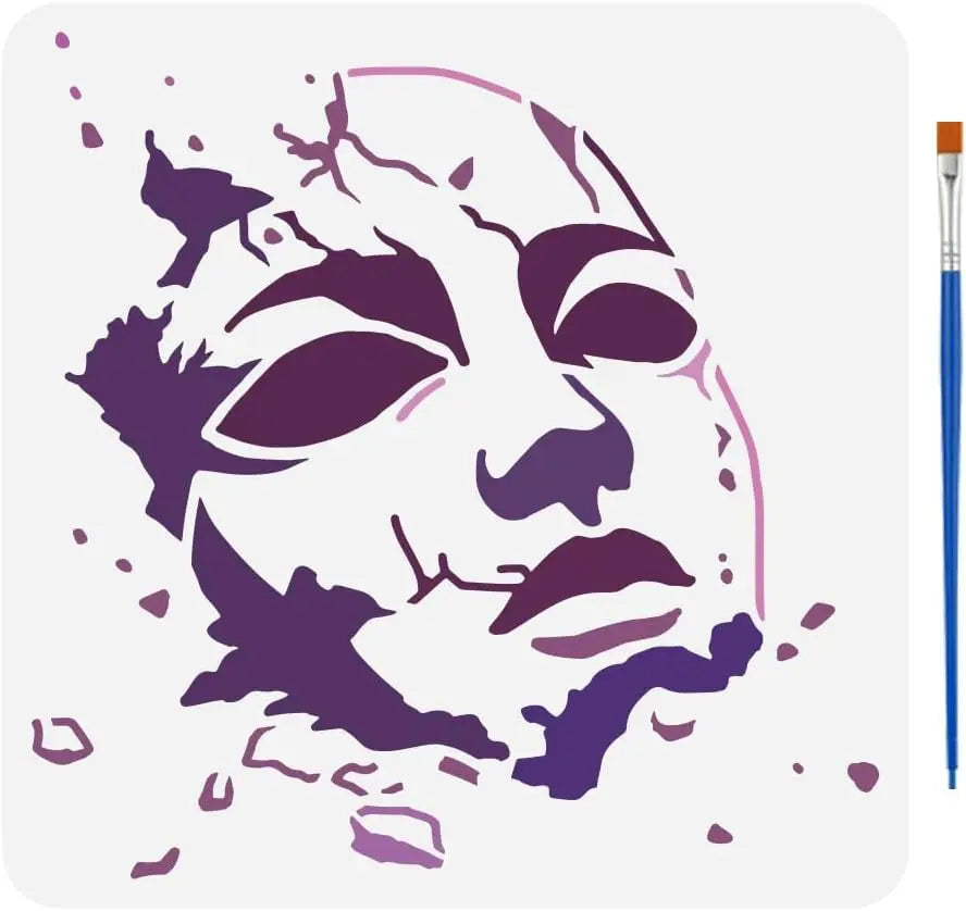 Reusable Face Mask Drawing Stencil with Paint Brush - DIY Art & Craft Template