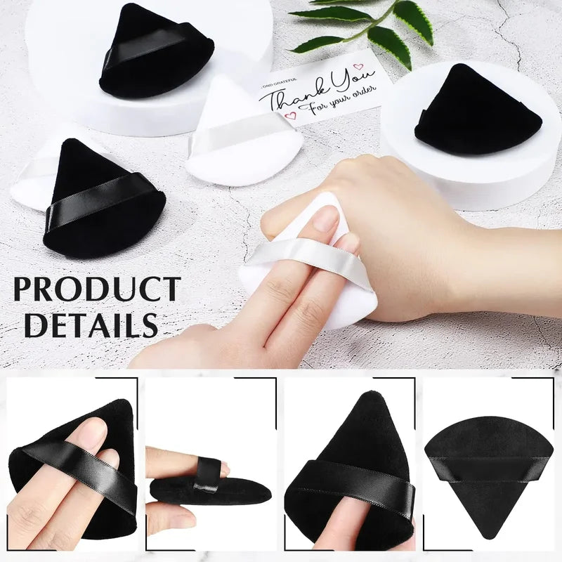Triangle Velvet Powder Puff Makeup Sponge Set - Washable Mini Face Applicators