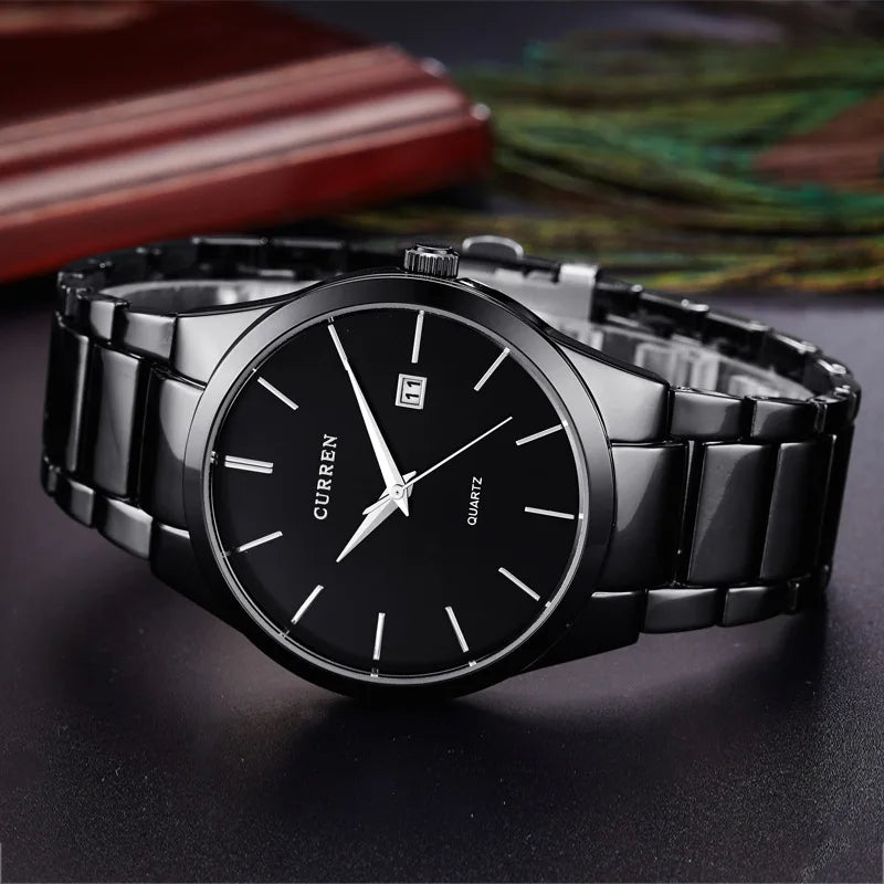 Men's Waterproof Quartz Watch with Steel Strap - Business & Casual