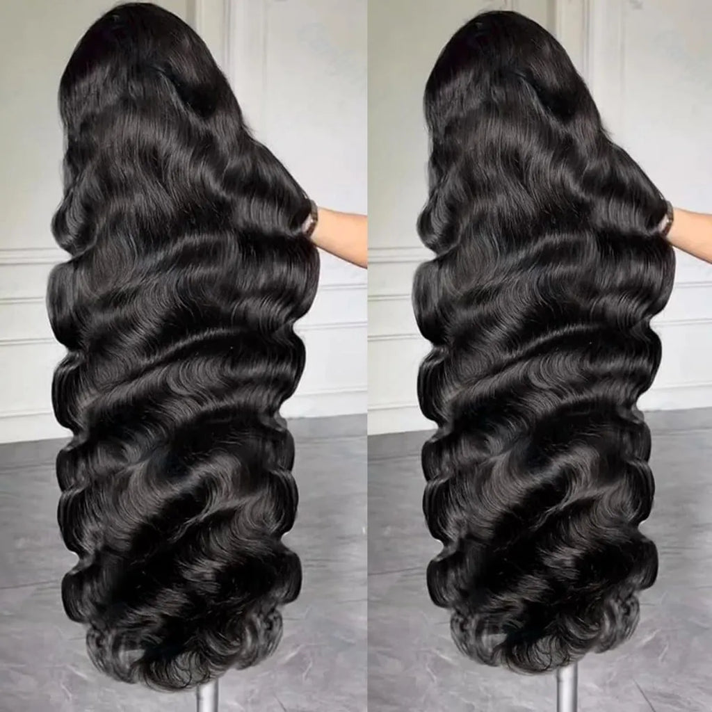 250% Density 28 Inch Body Wave Lace Front Wigs Human Hair Pre Plucked No Tangle