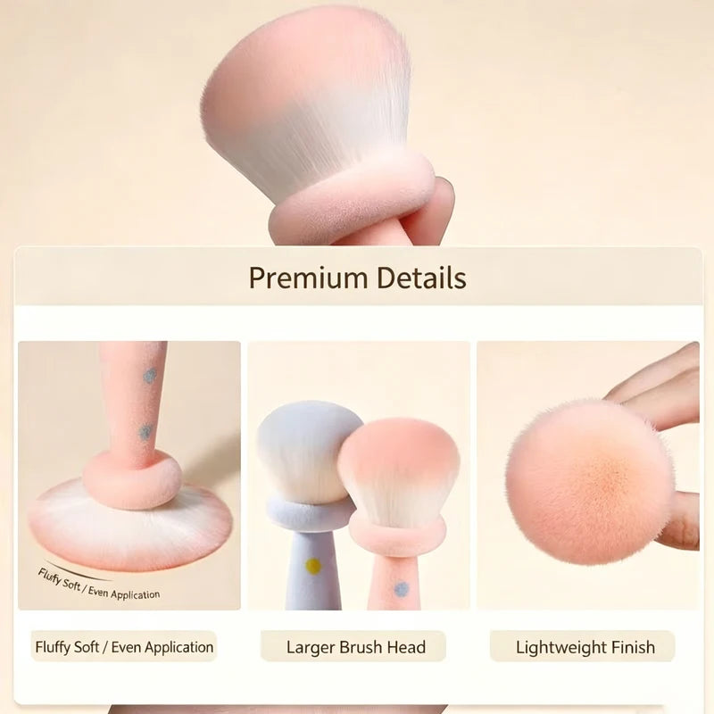 Large Mushroom Blusher Brush with Ultra-Soft Bristles - Cosmetic Makeup Brush