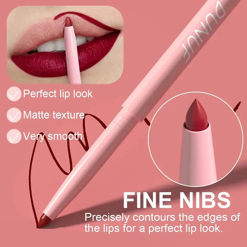 Matte Lip Liner Set - Waterproof Long Lasting Lip Pencil Kit with 6 Colors