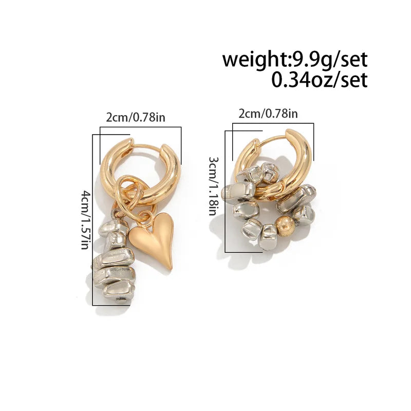 Vintage Heart-Shaped Pendant Earrings Set for Women - Trendy Jewelry Gift