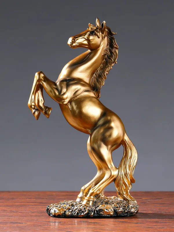 European Style Resin Horse Statue - Victory Horse Figurine for Living Room, Office & Cabinet Decor