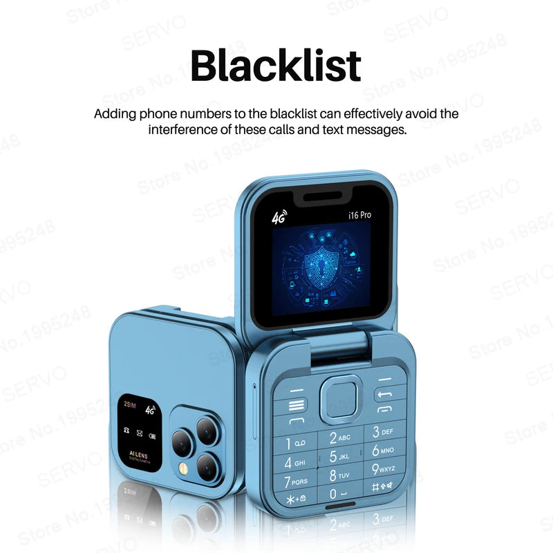 Mini Foldable GSM/4G LTE Mobile Phone with Dual SIM & Call Recording