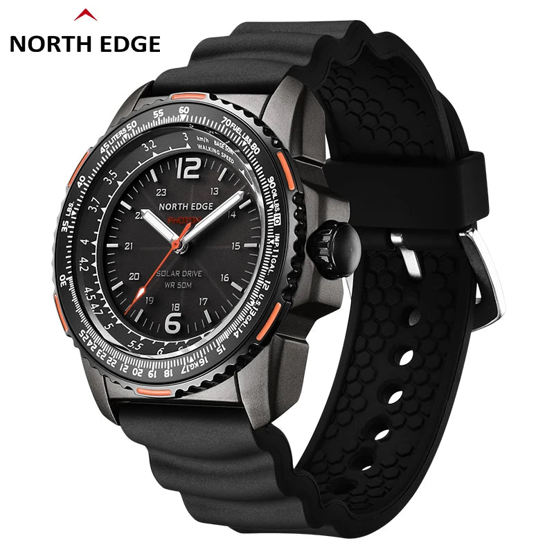 Men's Solar-Powered Digital Military Watch Waterproof 50M Sport Wristwatch