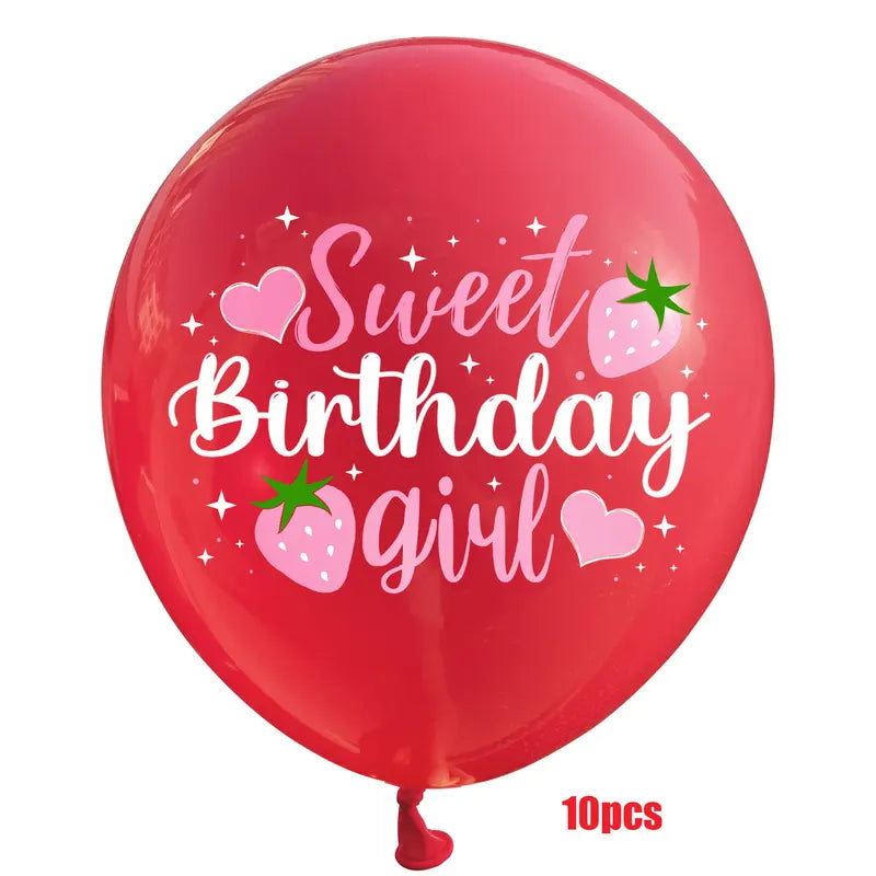 12 Inch Strawberry Themed Latex Balloons for Hawaiian Party Decorations
