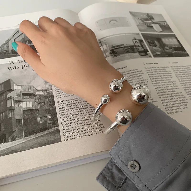 Sterling Silver Geometric Bracelet for Women Handmade Minimalist Jewelry Gift