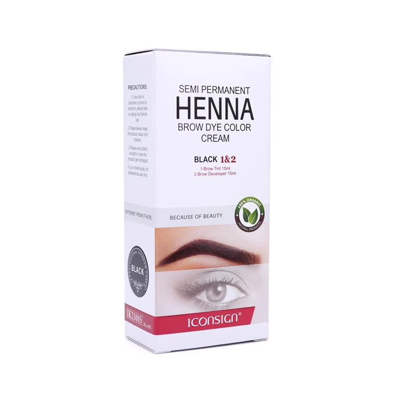 Fast Drying Henna Eyelash and Brow Dye Tint Set - Semi-Permanent Cream for Eyebrow and Lash Coloring