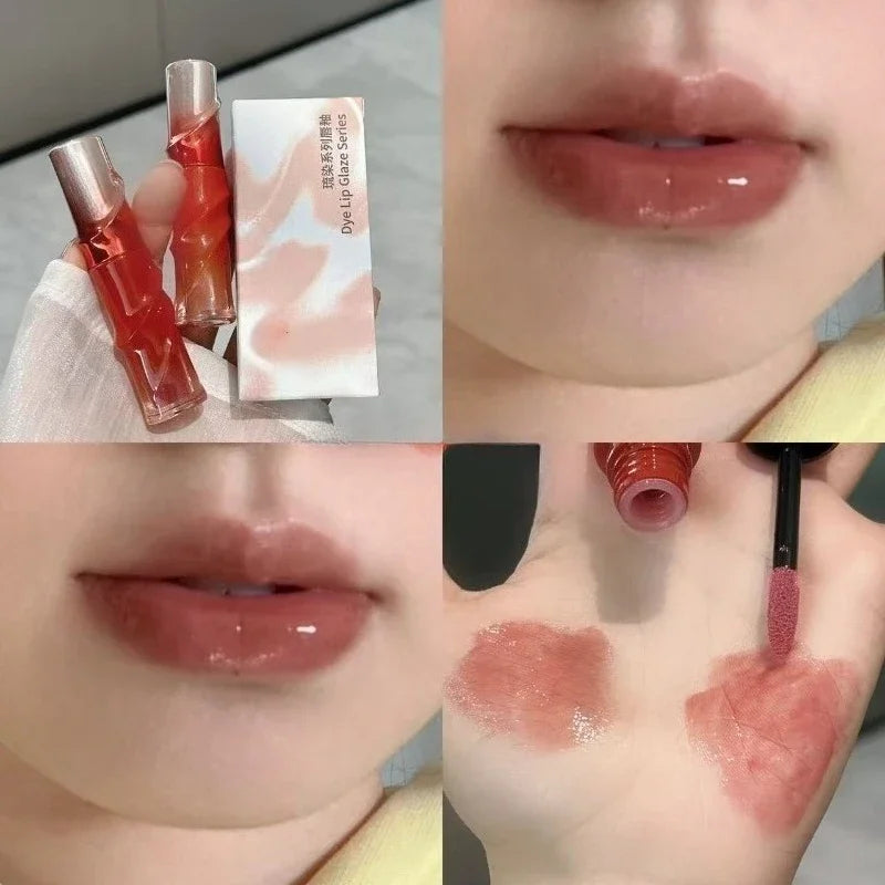Glossy Lip Stain & Lip Gloss with Sheer Nude Finish - Hyaluronic Plumping Effect
