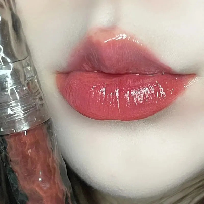 Hydrating Lip Gloss with Glacier Rock Mirror Design - Long-Lasting Moisturizing Lip Shine