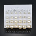 12 Pairs Pearl Earrings Set for Women Girls Multi-Size Stud Jewelry Gift