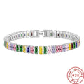 Luxury Crystal Silver Bracelet for Women Engagement Wedding 18CM Jewelry
