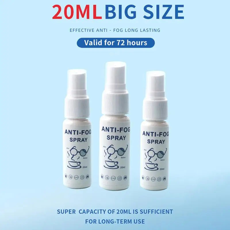 20ml Anti-Fog Spray for Glasses and Windshields - Clear Vision Protection