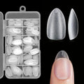 240PCS Full Cover Almond Coffin Nail Tips - Medium Short Matte False Nails