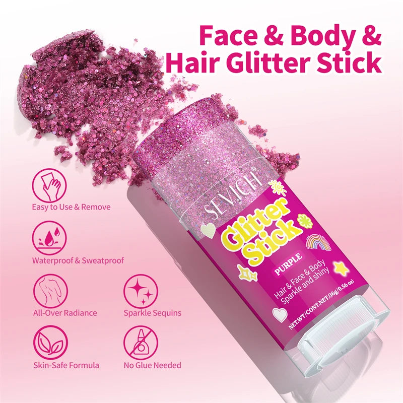 Multifunctional Face Lip Hair Body Glitter Sequins - Festival Stage Makeup Set