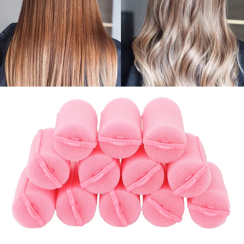 12pcs Foam Sponge Hair Curlers Set - Heatless Styling Rollers for Women