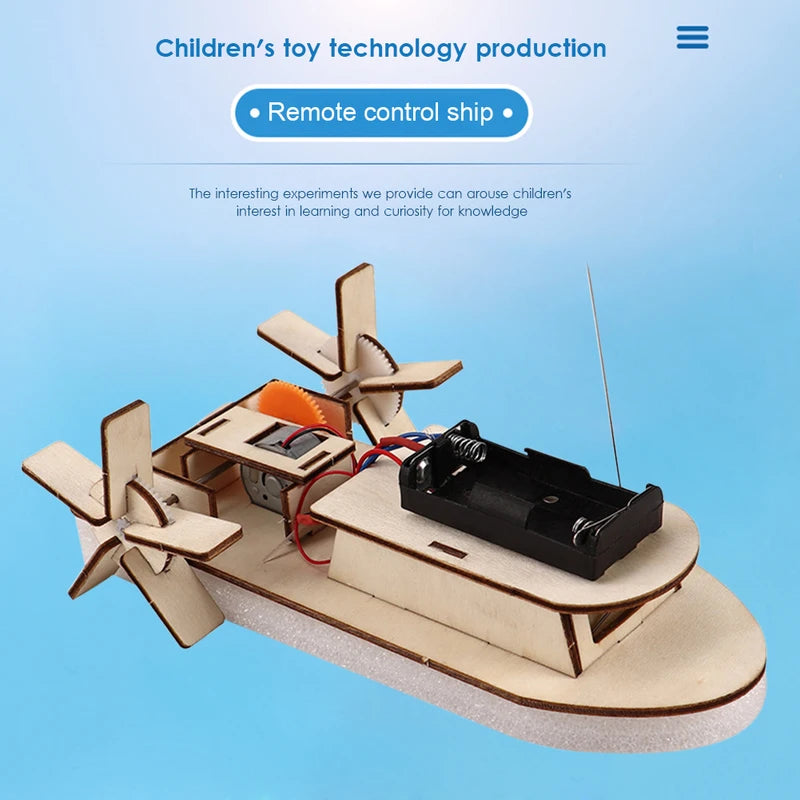 Educational DIY Wooden Boat Model Kit for Kids STEM Science Experiments