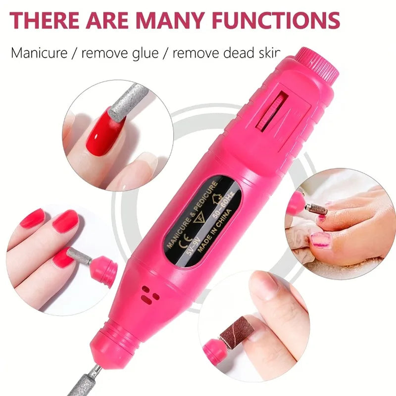 7-in-1 Nail Art Tool Set with Nail Lamp & Dead Skin Pusher - Professional Manicure Kit